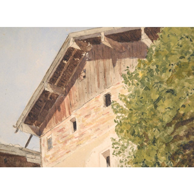 The Nailsmith Houses, Late 19th Century Rattenberg Austria Historical Landscape Exquisitely detailed 1888 watercolor of...