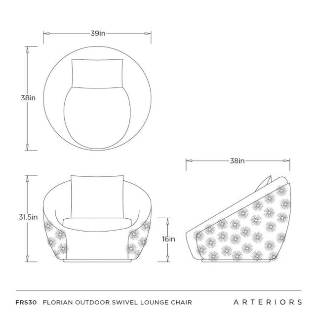 Set of Arteriors Home Florian Outdoor Swivel Lounge Chairs Retail $5200 Ea For Sale - Image 14 of 16