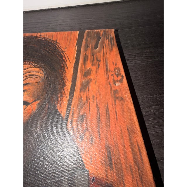 Wood An Important 1969 Mid-Century Modern Expressionist Oil Portrait by Ed Rodriguez Titled "Mother and Child." For Sale - Image 7 of 8