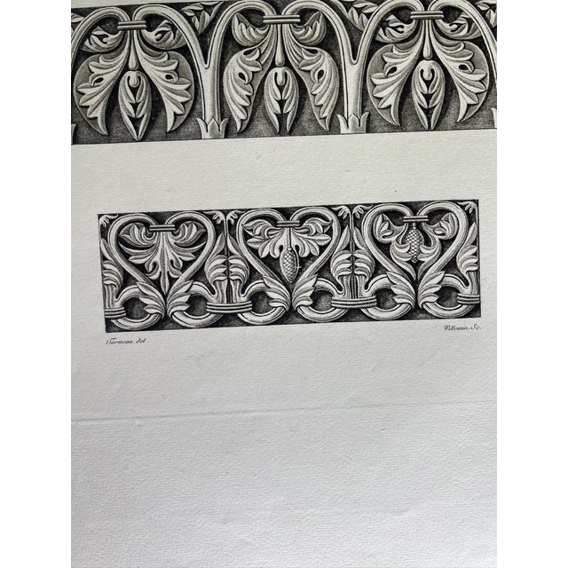 This stunning etching reproduction depicts the capitals in the crypt of the Abbey of St. Denis. The print describes them...