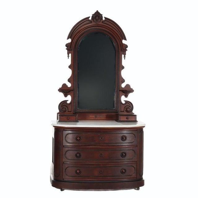 Antique Berkey & Gay School Victorian Walnut & Marble Dresser With Ebonized Trim, Attrbiuted For Sale - Image 14 of 14