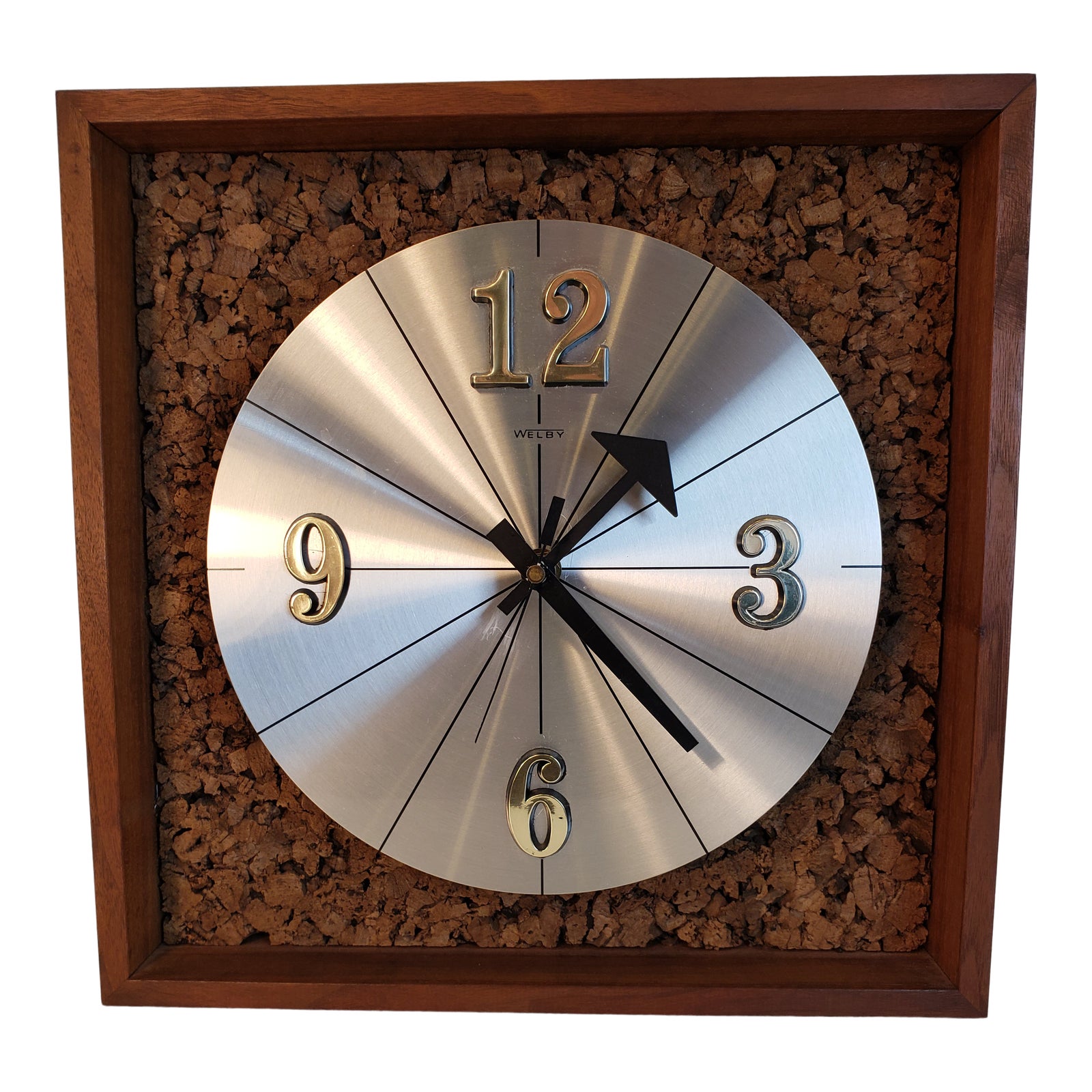 Vintage Welby Chrome Wood Framed Wall Clock Chairish
