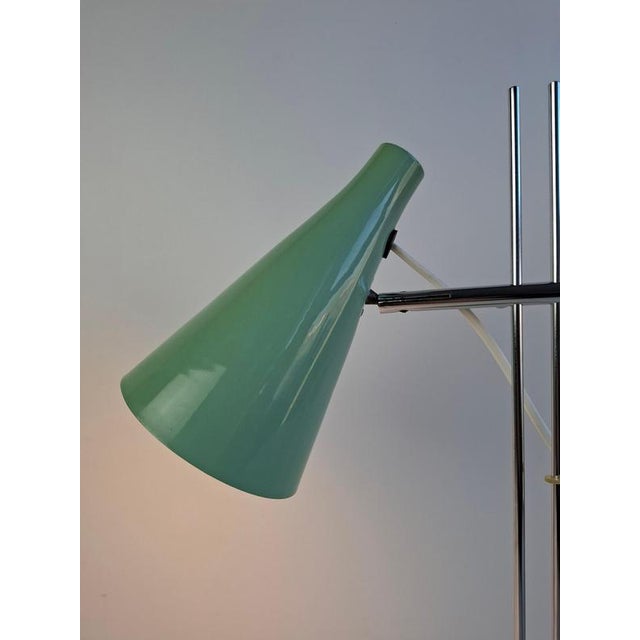Josef Hurka Mid-Century Modern Table Lamp in Green Metal and Chrome by Josef Hůrka for Lidokov, 1970s For Sale - Image 4 of 18