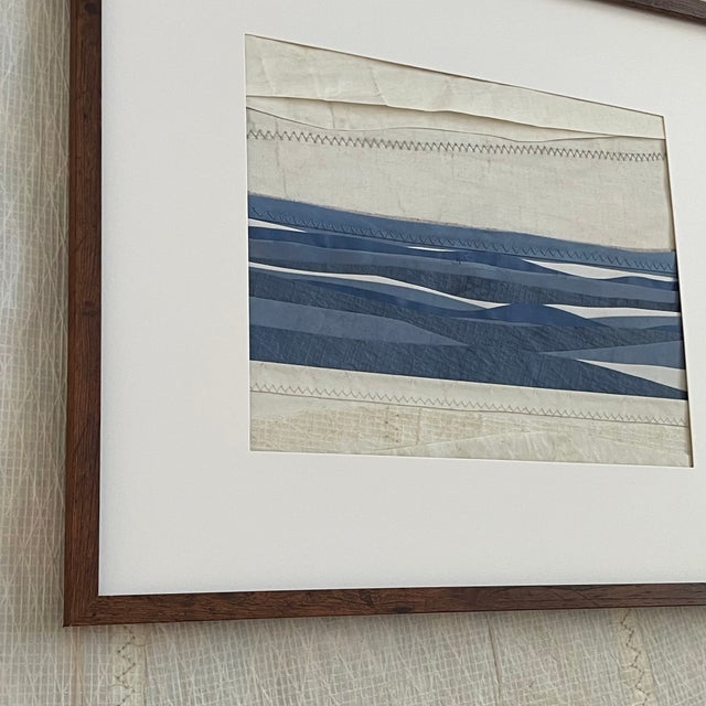Contemporary Semi-Abstract​ Mixed Media Nautical Sailcloth Landscape​ - By JJ-Hogan | Gratitude Is Peace, Framed For Sale - Image 4 of 10