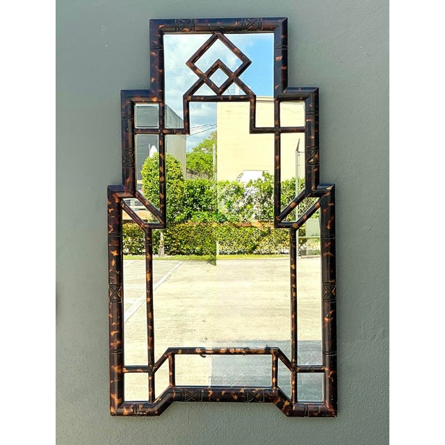 Vintage Tortoise Bamboo Mirror For Sale - Image 9 of 12