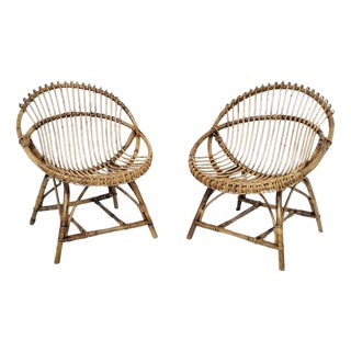 Set of Wicker Egg Chairs, 1990s For Sale
