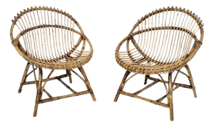 Set of Wicker Egg Chairs, 1990s
