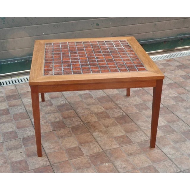 Danish Auxiliary Table in Teak and Tile, 1960s, in Good conditions. Designed 1960 to 1969