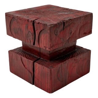 Hardwood Sculptural Stool by Logniture For Sale