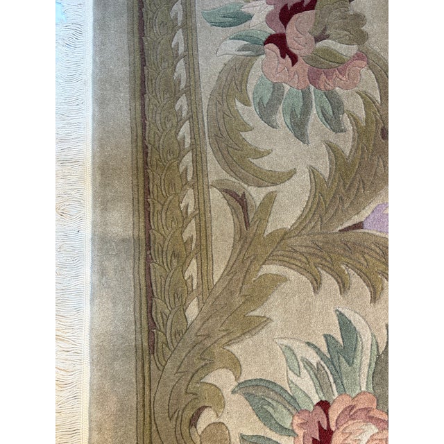 Fine very soft wool hand knotted Chinese rug in French Savonerie design.