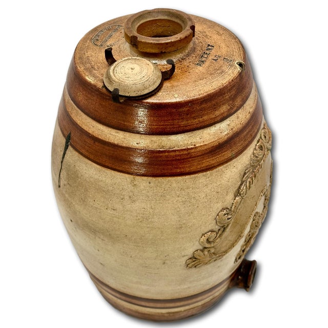 Antique Stephen Greens Lambeth Salt Glaze Stoneware 2 Gallon English Pub Brandy Dispenser Cask - Circa 1840s For Sale - Image 10 of 18