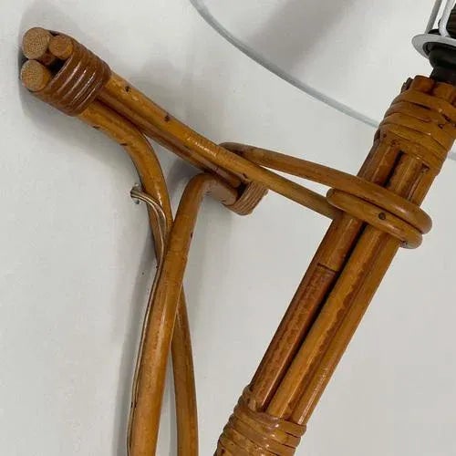 French Riviera Rattan Bamboo and Wicker Sconce from Louis Sognot, 1960s For Sale - Image 6 of 13