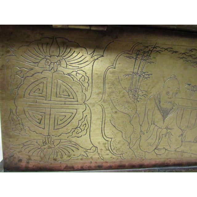Antique Chinese Engraved Brass Box For Sale - Image 11 of 12