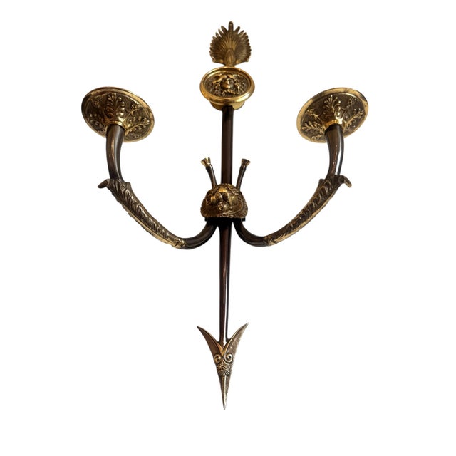 Pair of Neoclassical Versace-Style Brass Medusa and Lion Head Sconces For Sale - Image 4 of 10