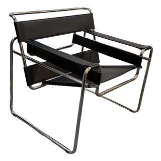 Wassily Leather + Chrome Chair, Reproduction For Sale