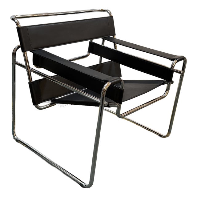 Wassily Leather + Chrome Chair, Reproduction For Sale