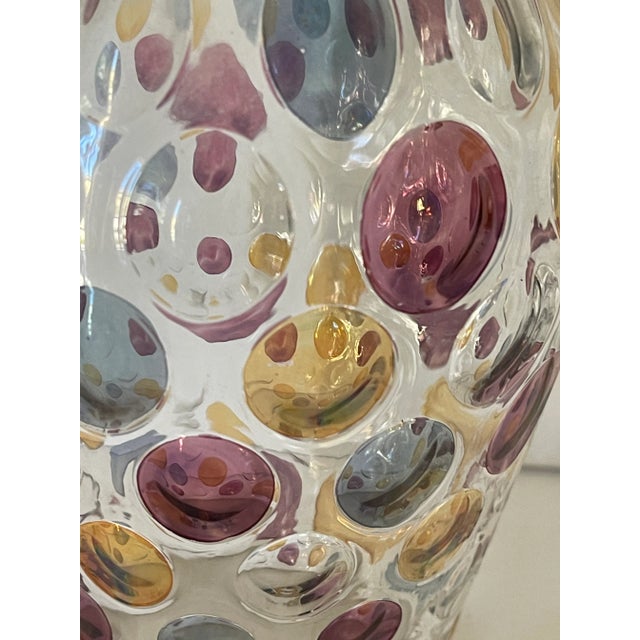 Unique Bohemian glass vase from 1960 th. Designed by Max Kennigeiser for Borsko sklo in oval coloured olive pattern called...