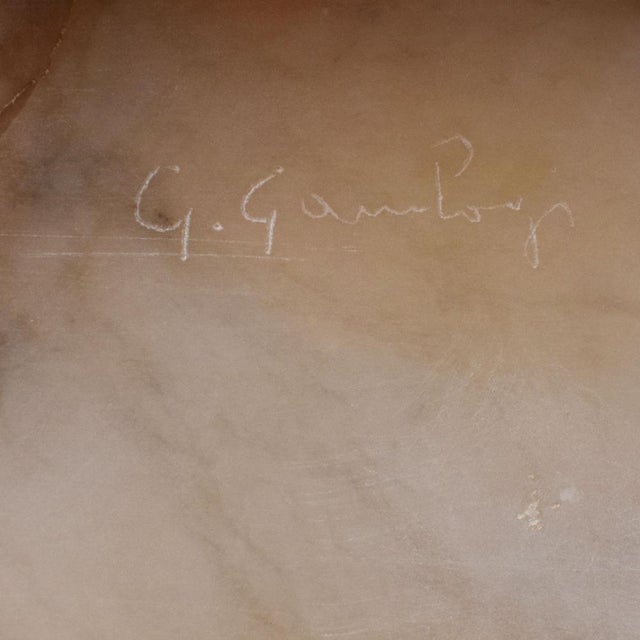 Antique Alabaster Sculptures Young Girl Sculpture with Dog by Giuseppe Gambogi, 1890s For Sale - Image 9 of 12