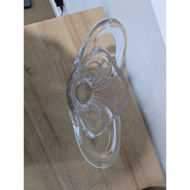 Vintage Art Vannes Le Chatel French Mid Century MCM Crystal Glass Vase 12'' For Sale In Minneapolis - Image 6 of 7