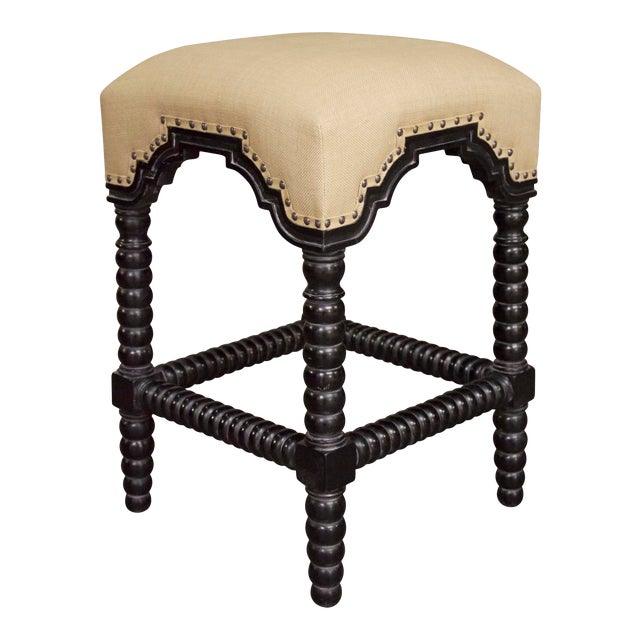 Abacus Counter Stool in Hand Rubbed Black For Sale