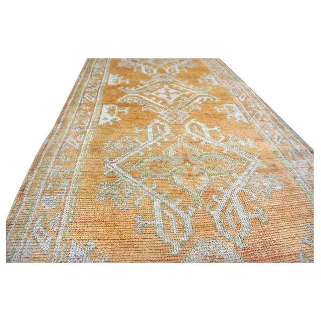 1920s Antique Turkish Oushak 3x11 Golden Beige & Khaki Handmade Runner Rug #1140253 For Sale - Image 5 of 13