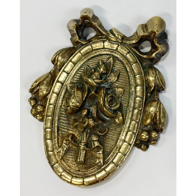 Brass Floral Ribbon Door or Wall Embellishment For Sale In Kansas City - Image 6 of 7