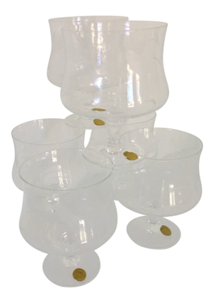 Sasaki Noritaki Wheat Pattern Crystal Brandy Cocktail Glasses - Set of 6