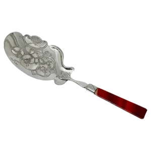 Dutch Silver with Agate Serving Spoon by Antonius Hendrikus, 1865