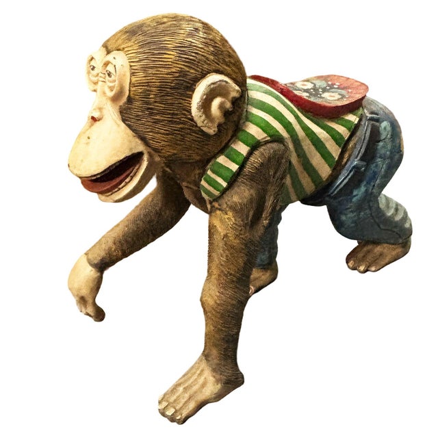 Mid-Century Modern Mid-Century Style Hand Carved Fairground Carousel Inspired Monkey Sculpture For Sale - Image 3 of 8