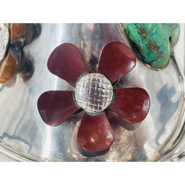 1980s Silver Plate Punch Bowl With Stone Inlay by Emilia Castillo, Mexican Silver For Sale - Image 13 of 18