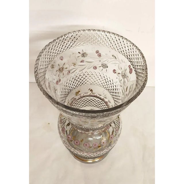 Hand Painted Carved Glass Vase, France, 1960s For Sale - Image 12 of 13