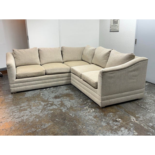 Traditional Kravet Custom Chenille Two Piece Sectional For Sale - Image 3 of 12