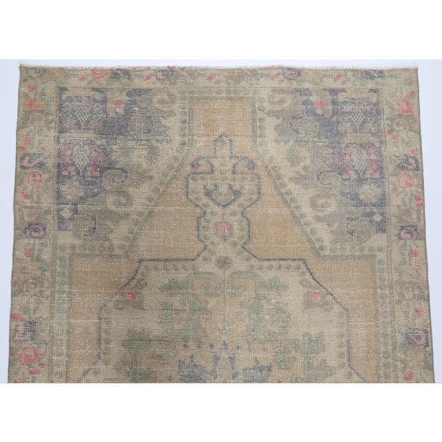 Contemporary Vintage Turkish Oushak Rug With Faded Pastel Palette -3' 9'' X 7' 2'' For Sale - Image 3 of 11