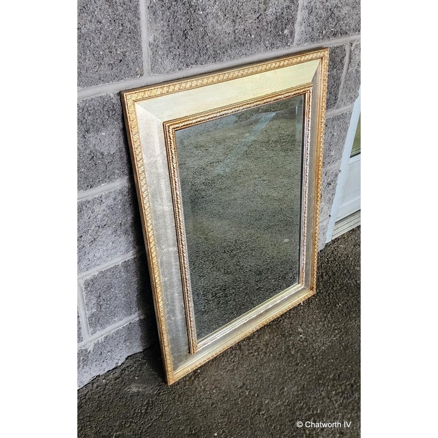 23 X 30.5 Gold & Silver-Leaf Beveled Glass Hanging Wall Mirror, Approx 20 Years Old For Sale - Image 4 of 10