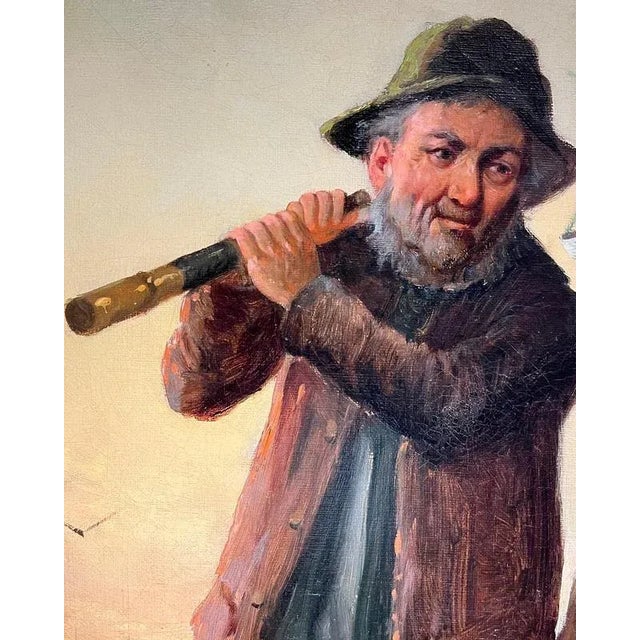 Konstantin Stoitzner, Fishermen, Oil on Canvas, Framed For Sale - Image 8 of 18