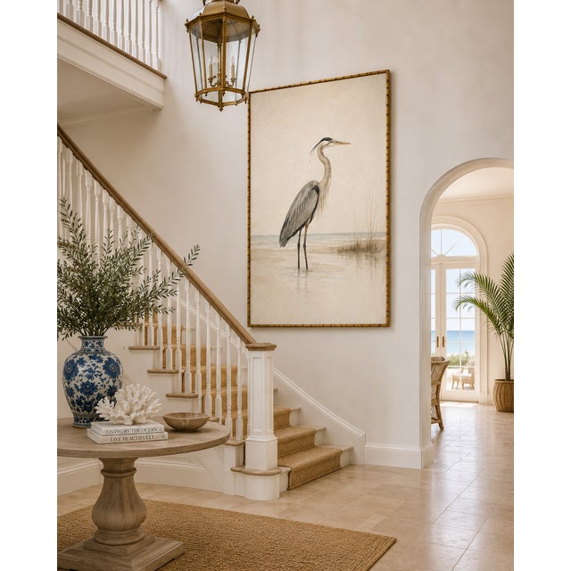 White Egret Coastal Study, Neutral Bird Wall Art Print, 16" X 24" For Sale - Image 4 of 6