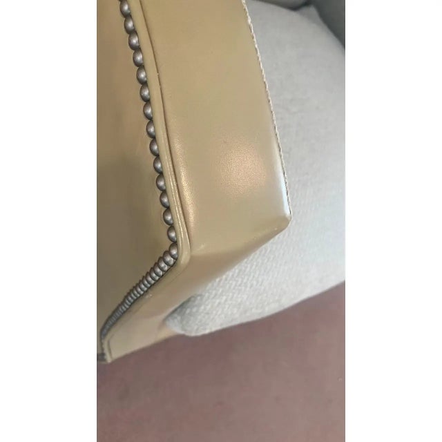 Light Green 2000s Custom Wingback Chair With Nail Heads For Sale - Image 8 of 10