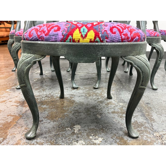 Gray Custom Queen Anne Revival Upholstered Armchairs, Set of Six For Sale - Image 8 of 12