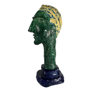 "Study of a Young Man" Vintage Large Modernist Ceramic Head Sculpture