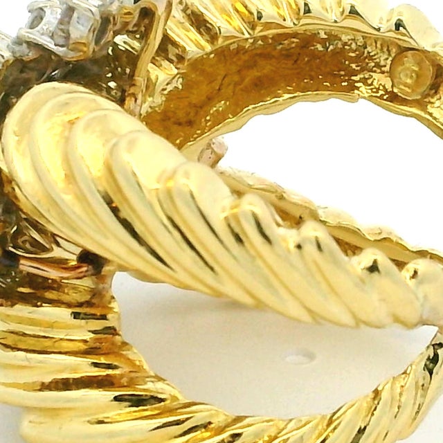 Gold Vintage 18k Gold Diamond Bombe Cocktail Ring, 3.75 Carats, Size 7 For Sale - Image 8 of 14