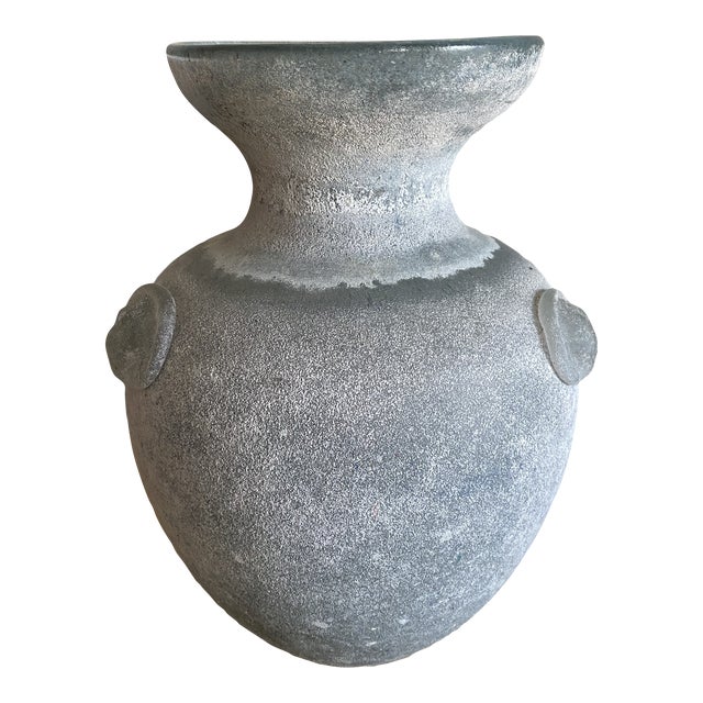 Late 20th Century Canedese Italian Murano Scavo Glass Vase For Sale