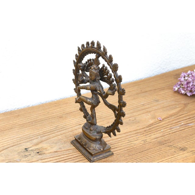 Metal Cosmic Circle of Fire Patinated Nataraja For Sale - Image 7 of 11