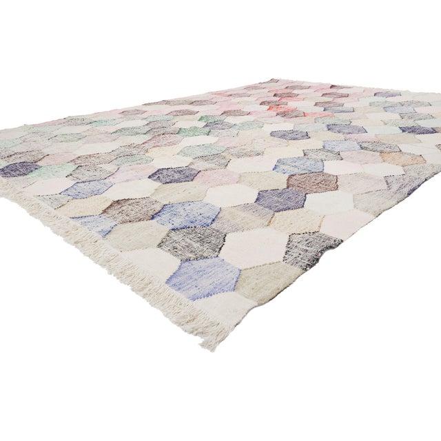53022 Contemporary Turkish Kilim Rug, 08'04 x 11'05. The Mosaic Reverie: A Contemporary Turkish Kilim Masterpiece of...
