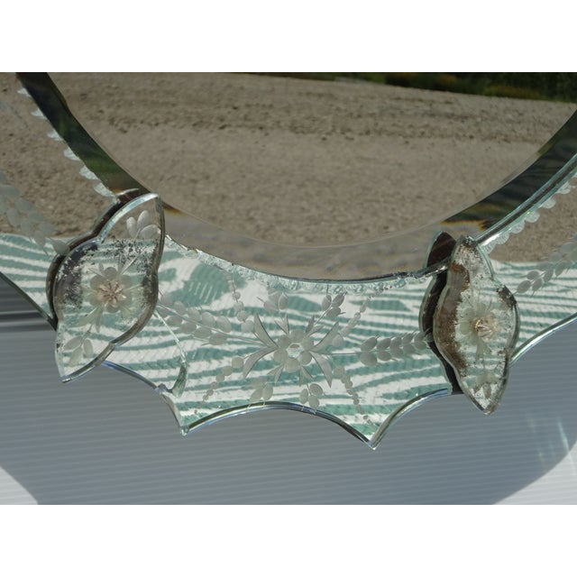 Vintage Venetian Oval Mirror with Pediment, 1950s For Sale - Image 13 of 18