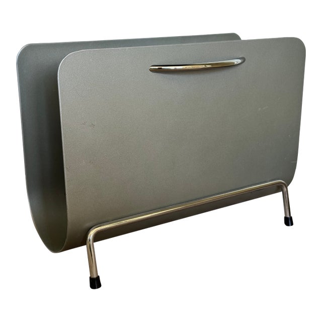 Mid Century Bent Steel Magazine Rack For Sale