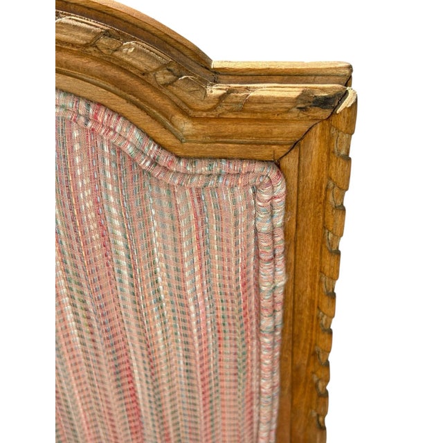 French Vintage Louis XVI Carved Wood and Upholstered Arm Chairs - A Pair For Sale - Image 3 of 12
