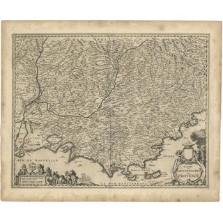 Antique Map of the Southern Coast of France by Janssonius, 1657 For Sale