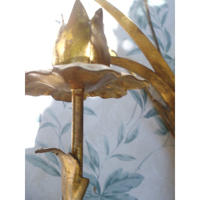 Vintage Gold-Plated Wall-Mounted Candleholders, 1970s, Set of 2 For Sale - Image 12 of 18