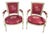 Stunning French Louis XVI-Style Pink Arm Chairs W/Painted Frames For Sale