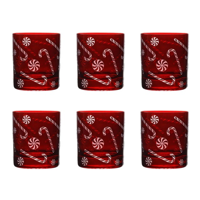 Not Yet Made - Made To Order ARTEL Holiday Collection Candy Canes Double Old Fashioned Glass in Red - Set of 6 For Sale - Image 5 of 5